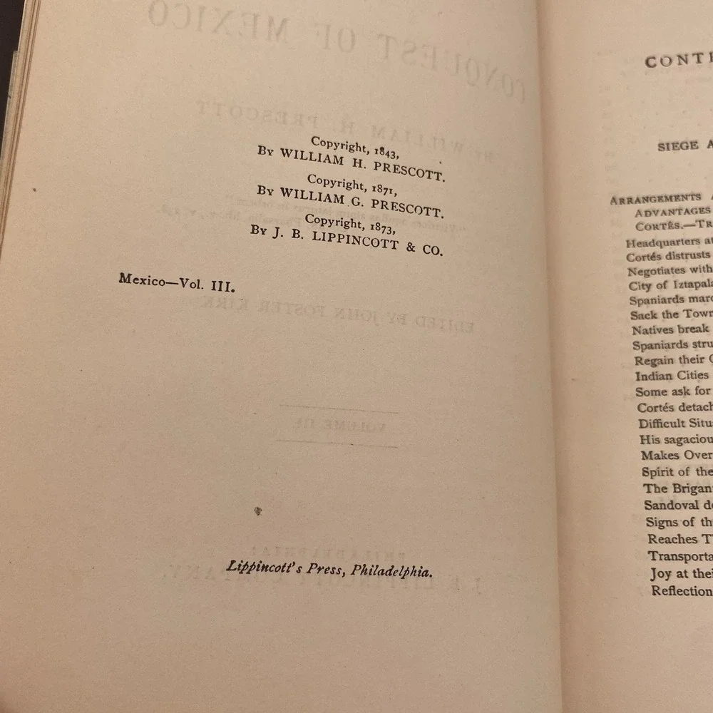 1873 History Of The Conquest Of Mexico William H.‎ Prescott Vol. 1-3 Illustrated